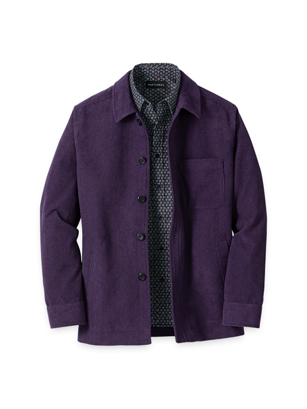Microfiber Corduroy Shirt Jacket - Purple