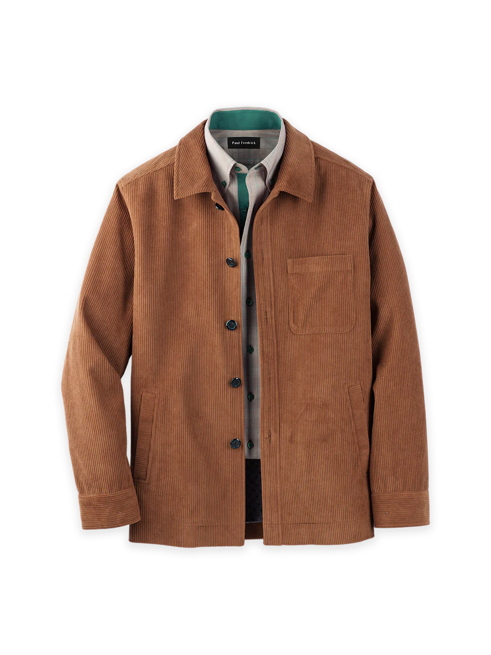 Microfiber Corduroy Shirt Jacket - Brown