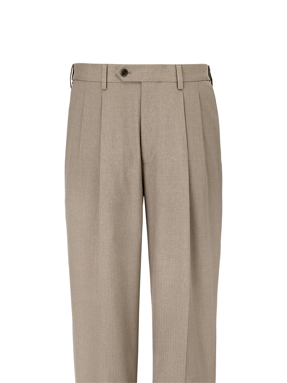 Microfiber Herringbone Pleated Pants - Tan - Image 2