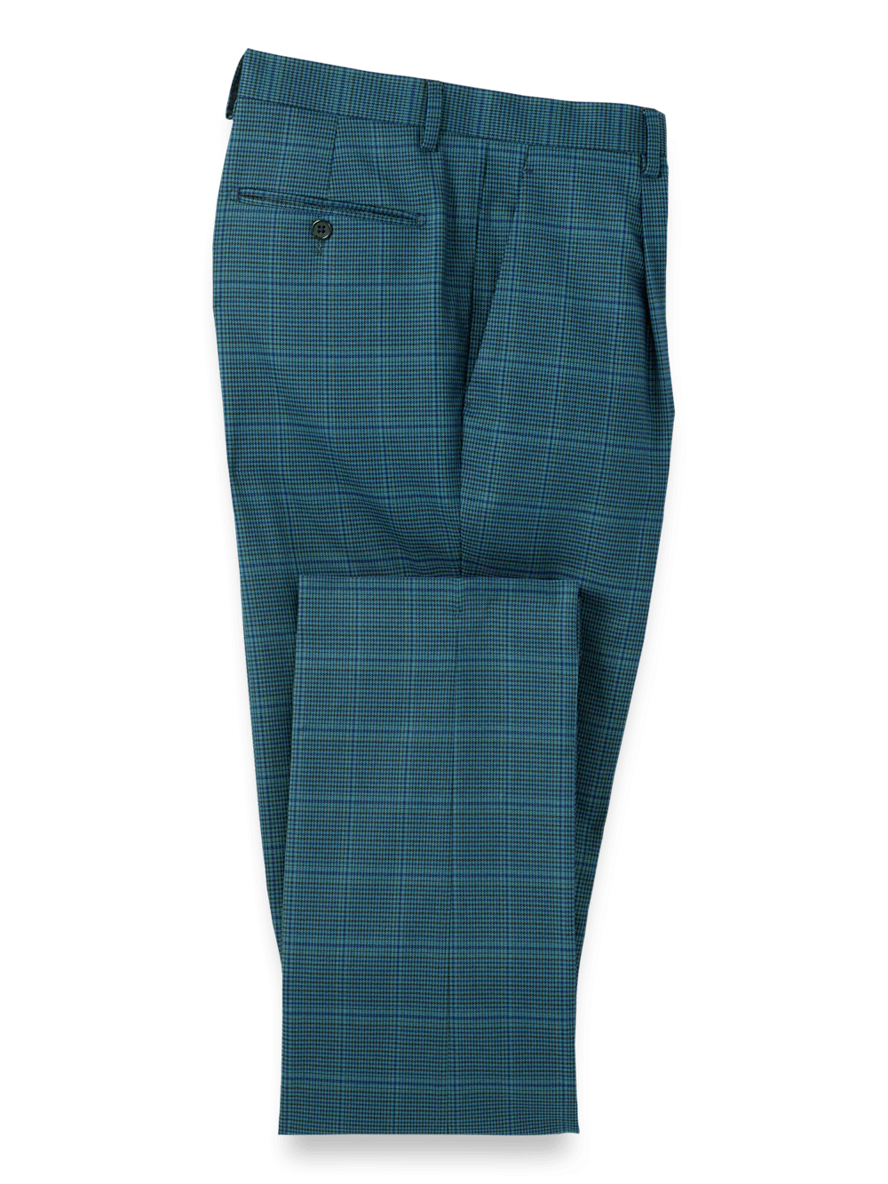 Microfiber Houndstooth Single Pleat Suit Pants - Navy/blue