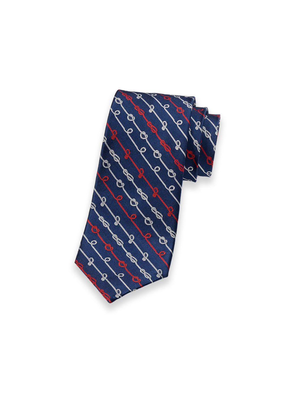 Nautical Woven Silk Tie - Navy/red