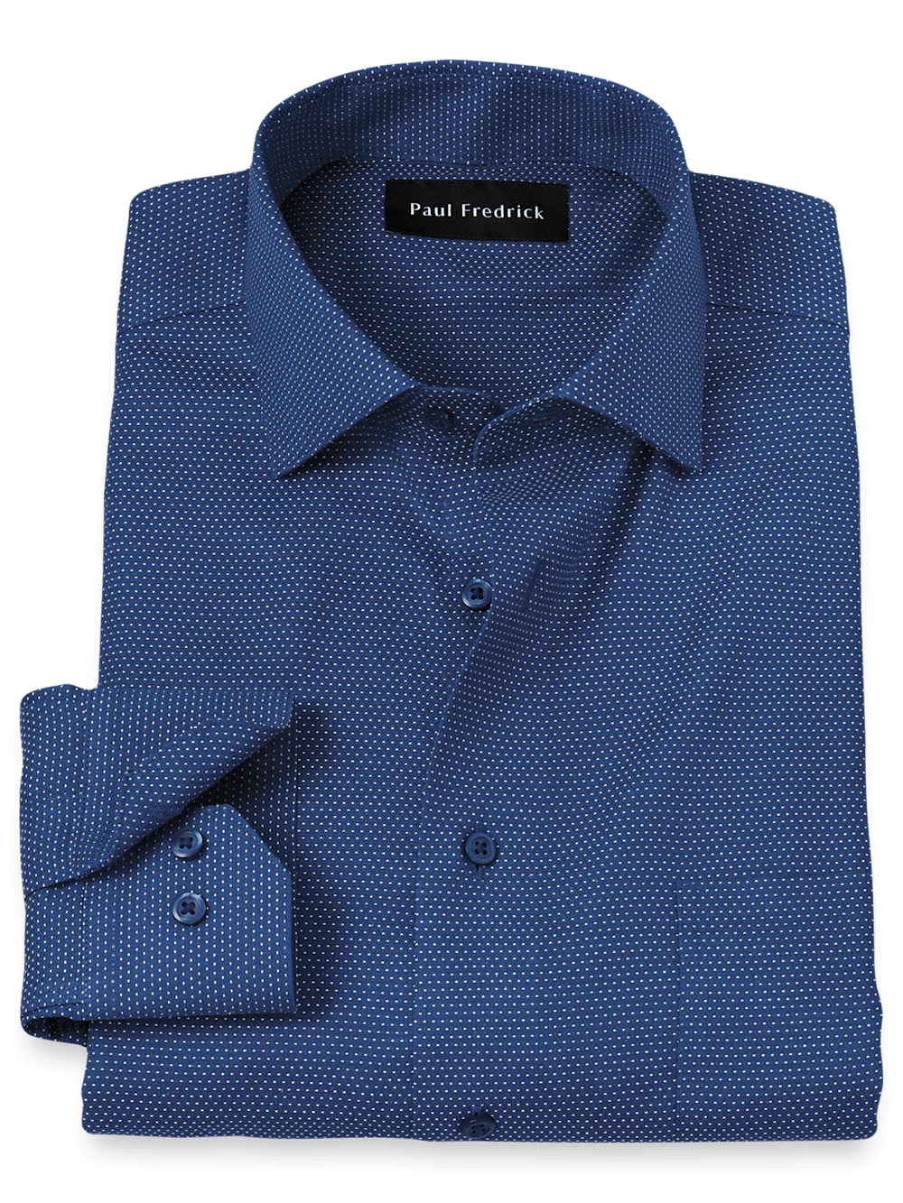 Non-Iron Cotton Dot Dress Shirt - Blue