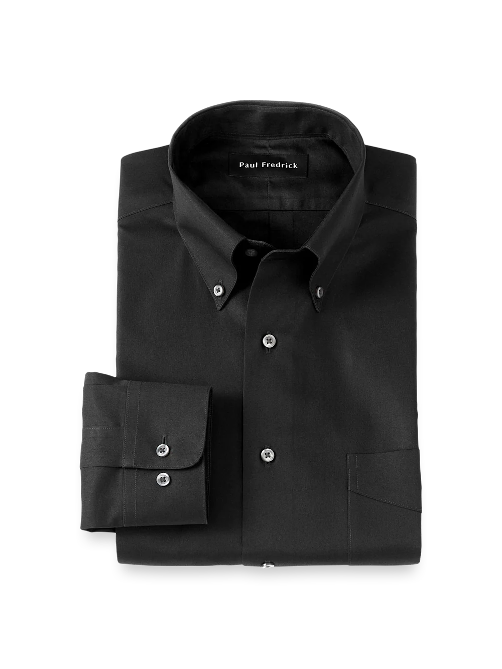 Non-Iron Cotton Pinpoint Solid Button Down Collar Dress Shirt - Black