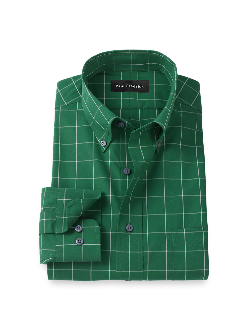 Non-Iron Cotton Windowpane Dress Shirt - Green