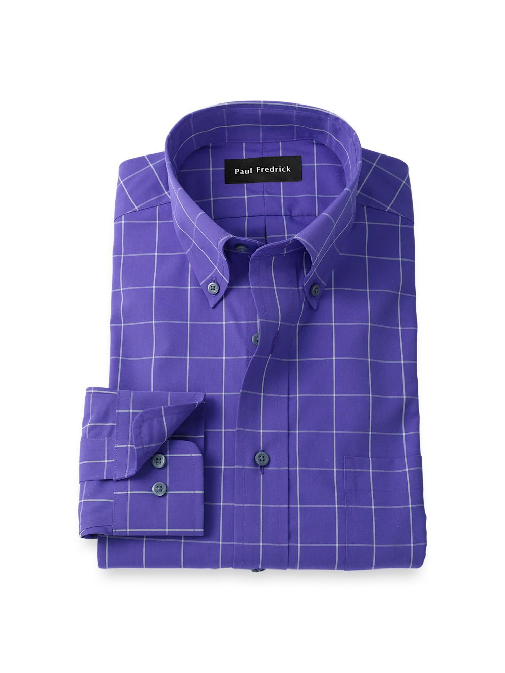Non-Iron Cotton Windowpane Dress Shirt - Purple
