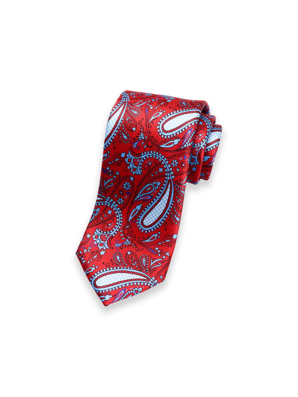 Paisley Printed Italian Silk Tie - Red