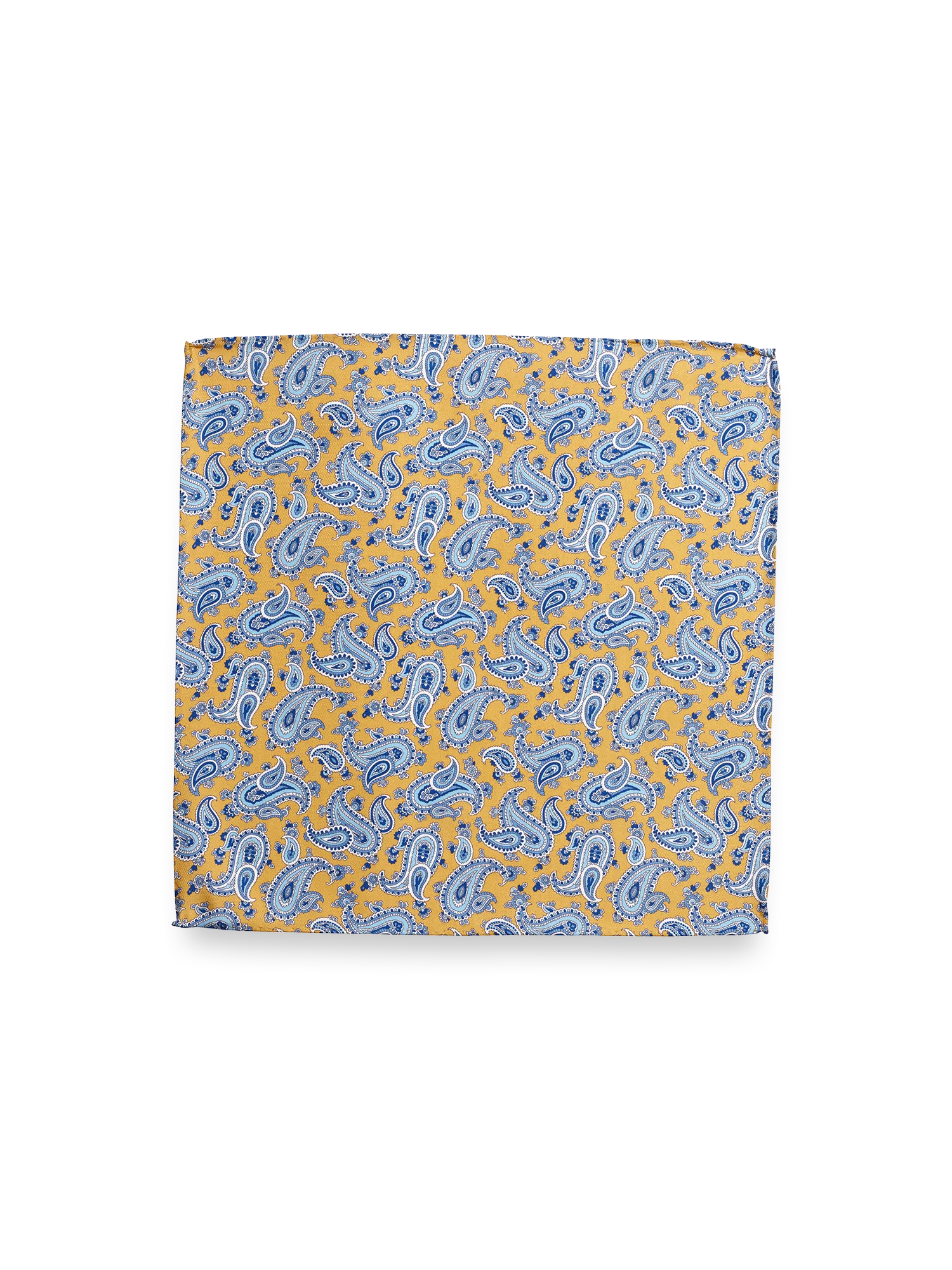 Paisley Silk Pocket Square - Yellow/blue - Image 2