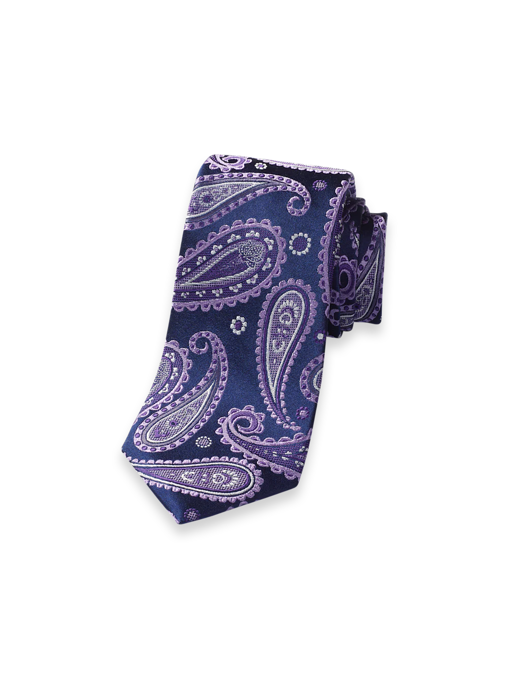 Paisley Woven Silk Tie - Navy/purple
