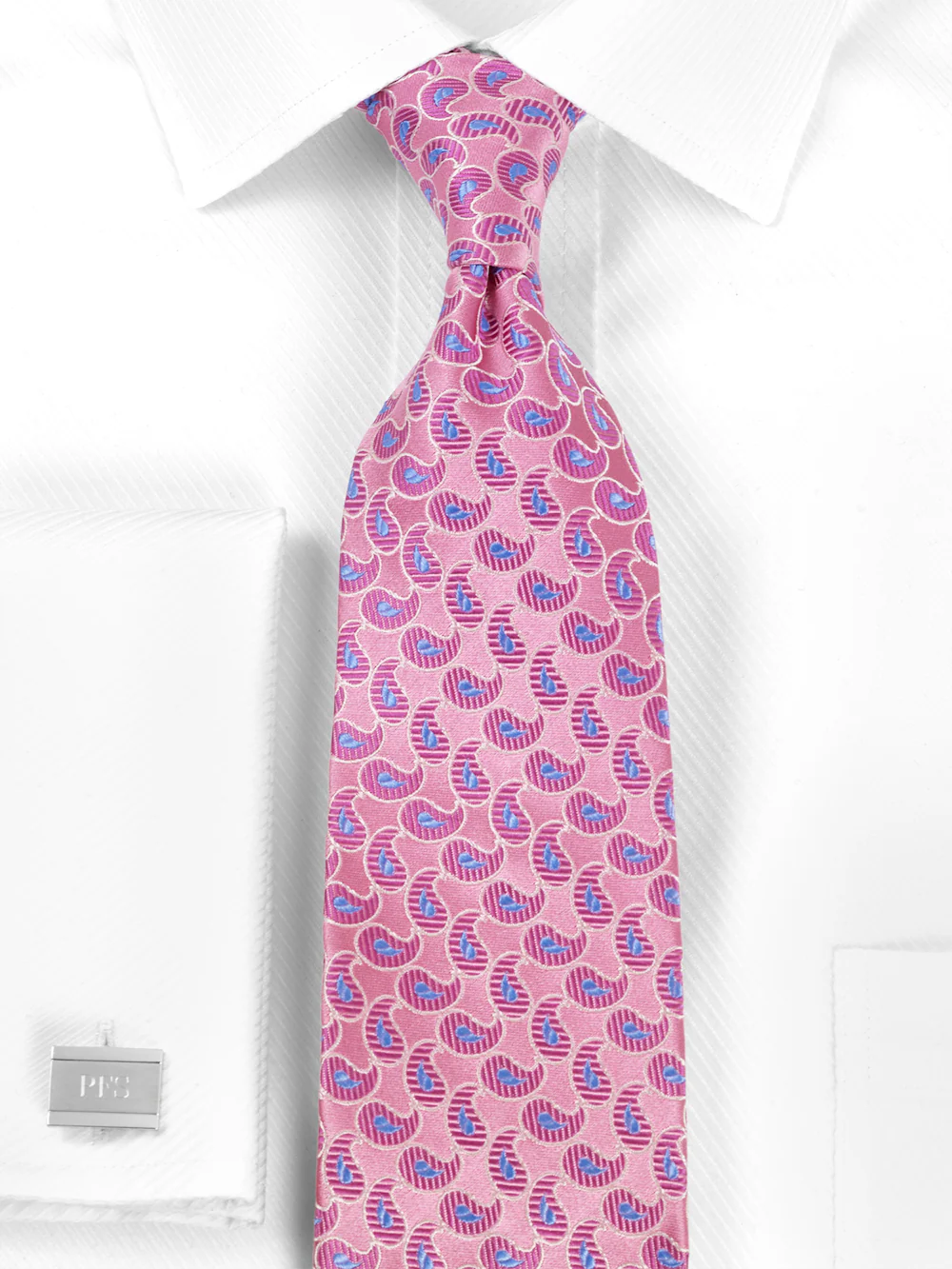 Paisley Woven Silk Tie - Pink/blue - Image 2