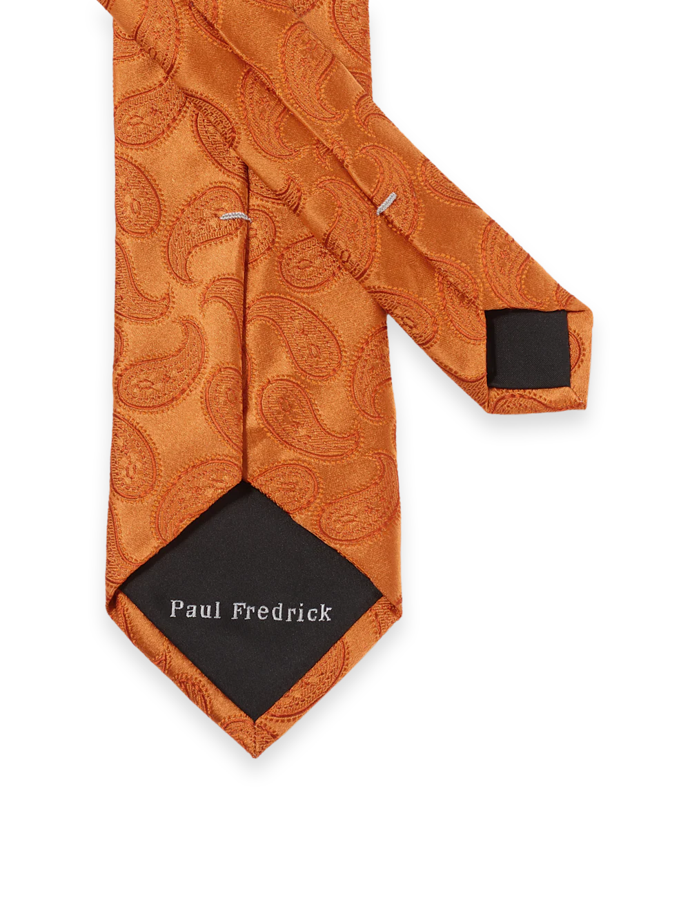 Paisley Woven Silk Tie - Orange - Image 3