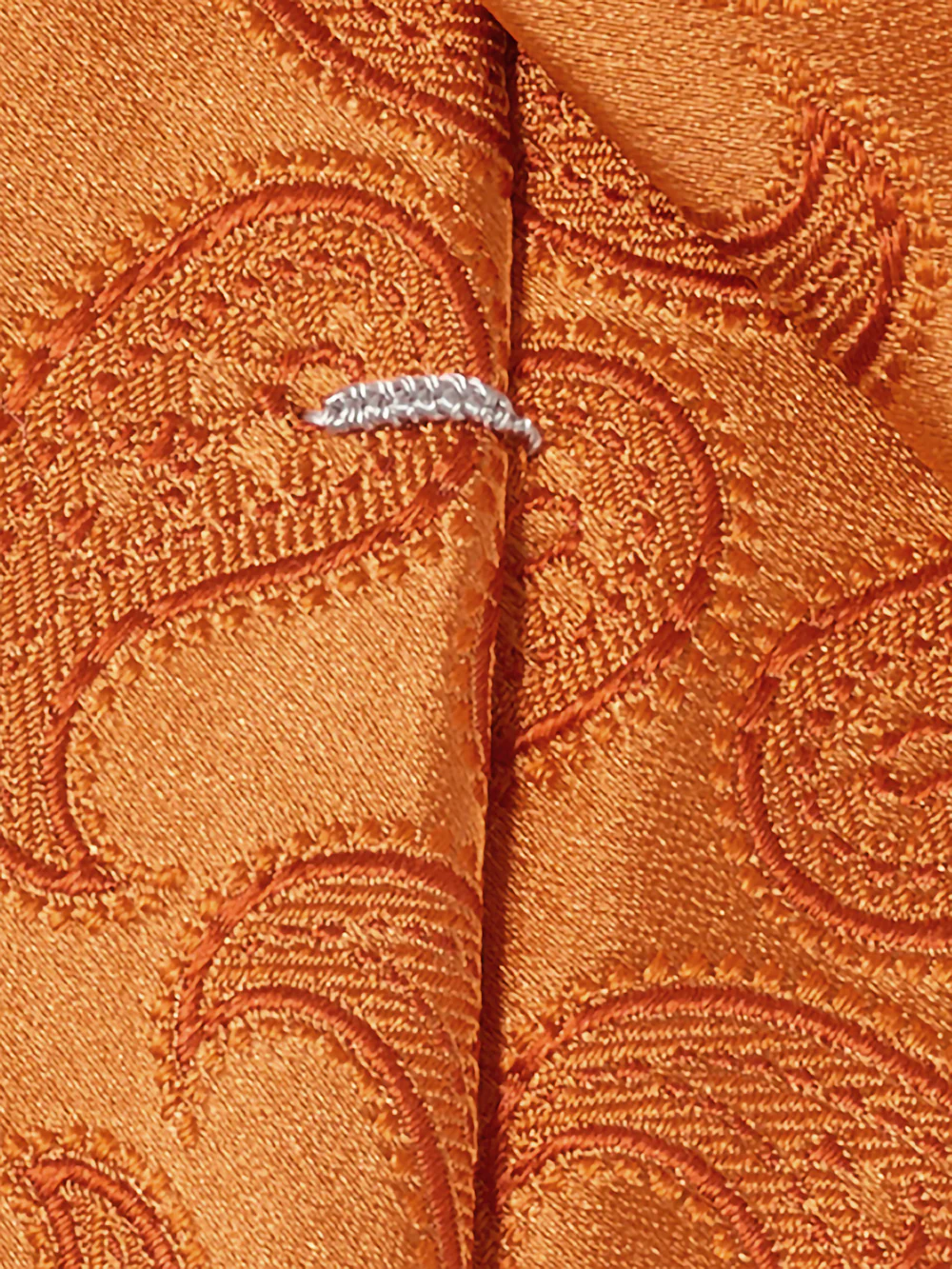 Paisley Woven Silk Tie - Orange - Image 4