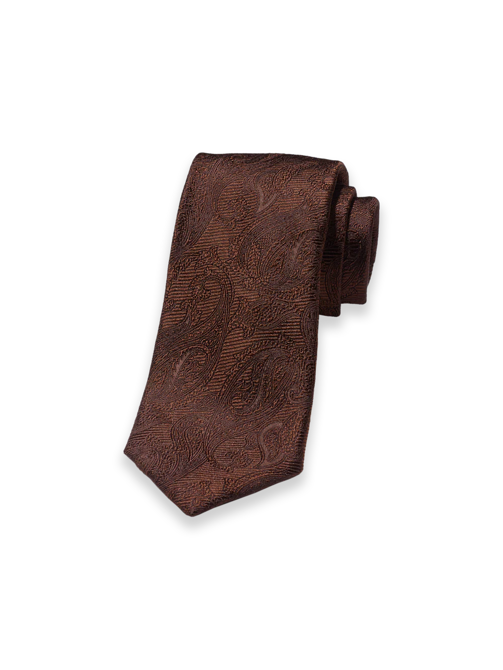Paisley Woven Silk Tie - Brown