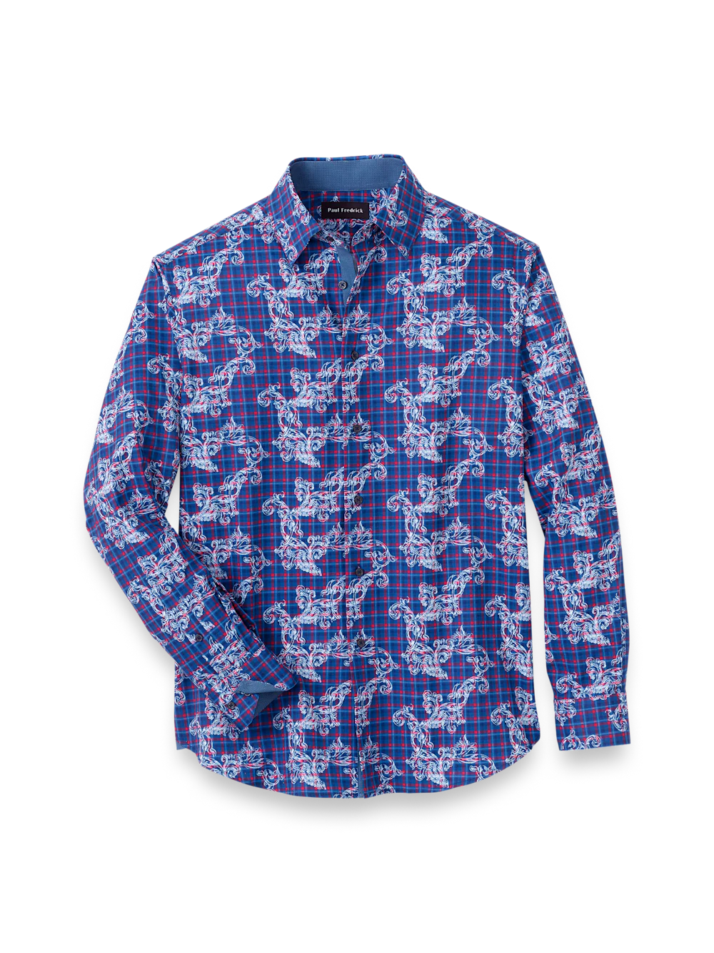 Performance Stretch Check Casual Shirt - Navy/red