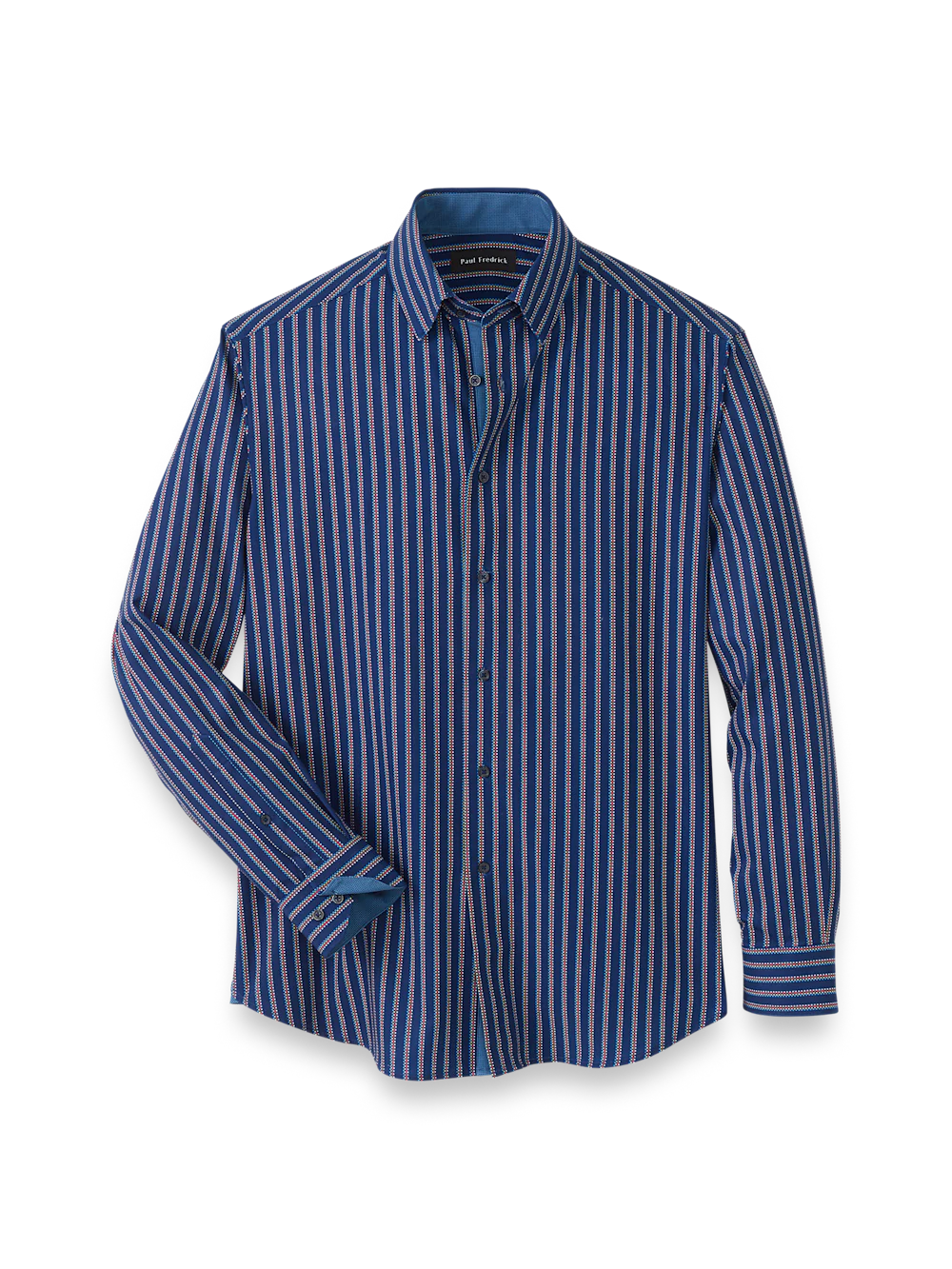 Performance Stretch Stripe Casual Shirt - Navy