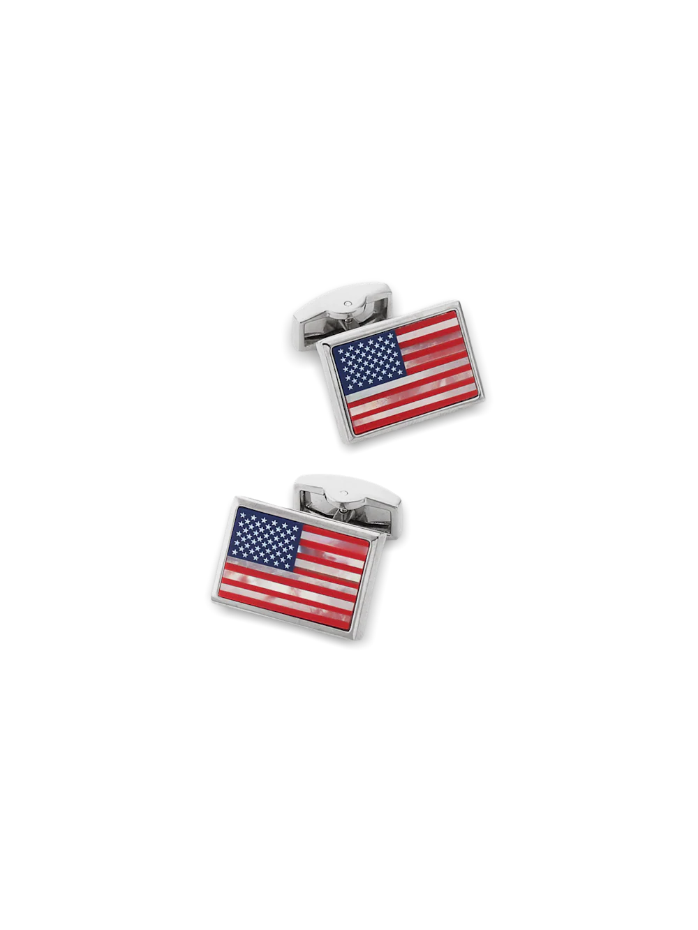 Semi Precious Stone American Flag Cufflinks - Red/white/blue