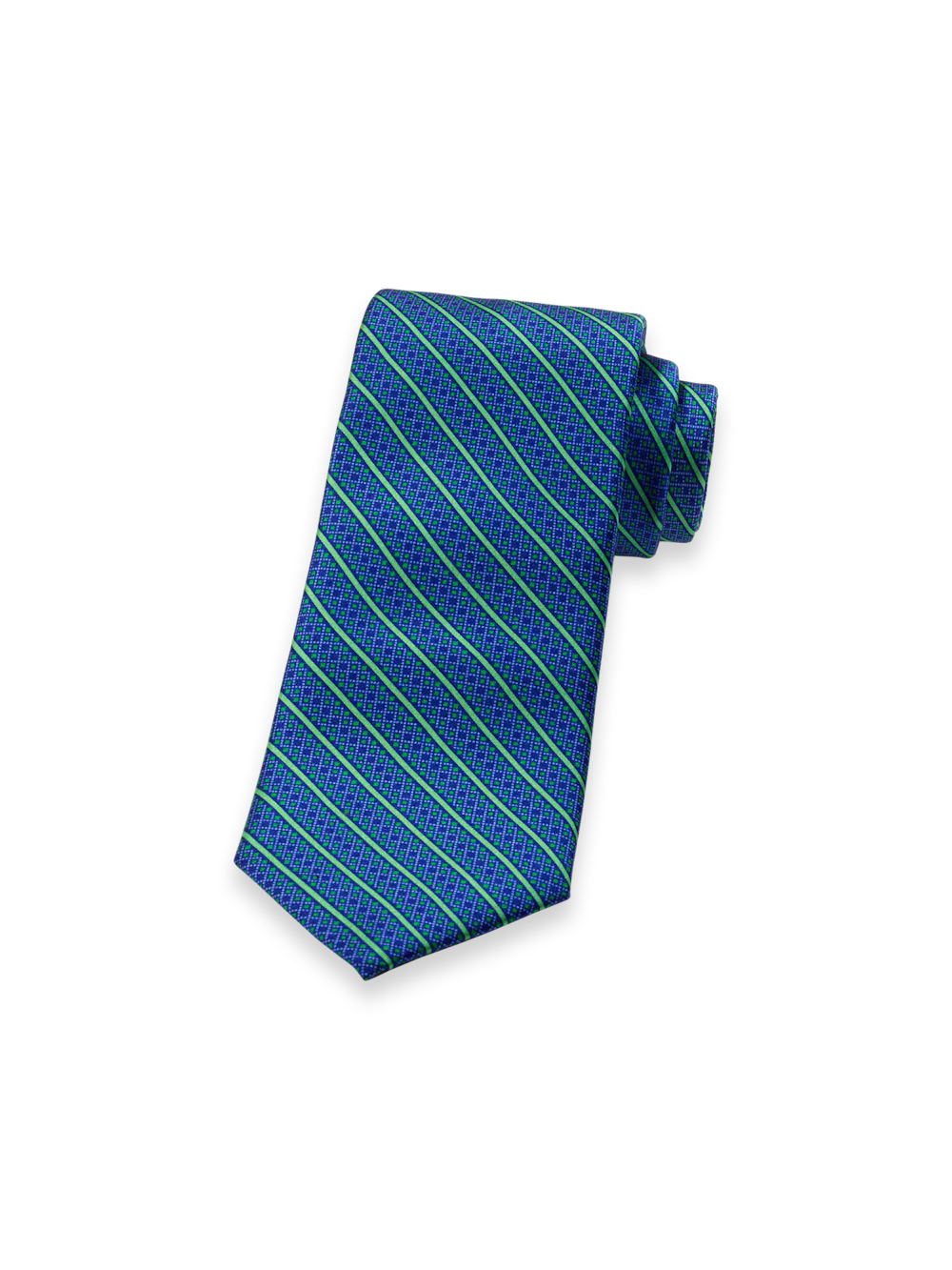 Stripe Italian Printed Silk Tie - Blue/green