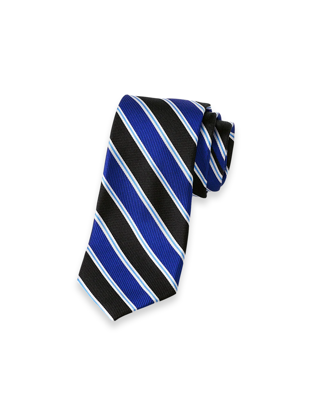 Stripe Woven Silk Tie - Blue/black