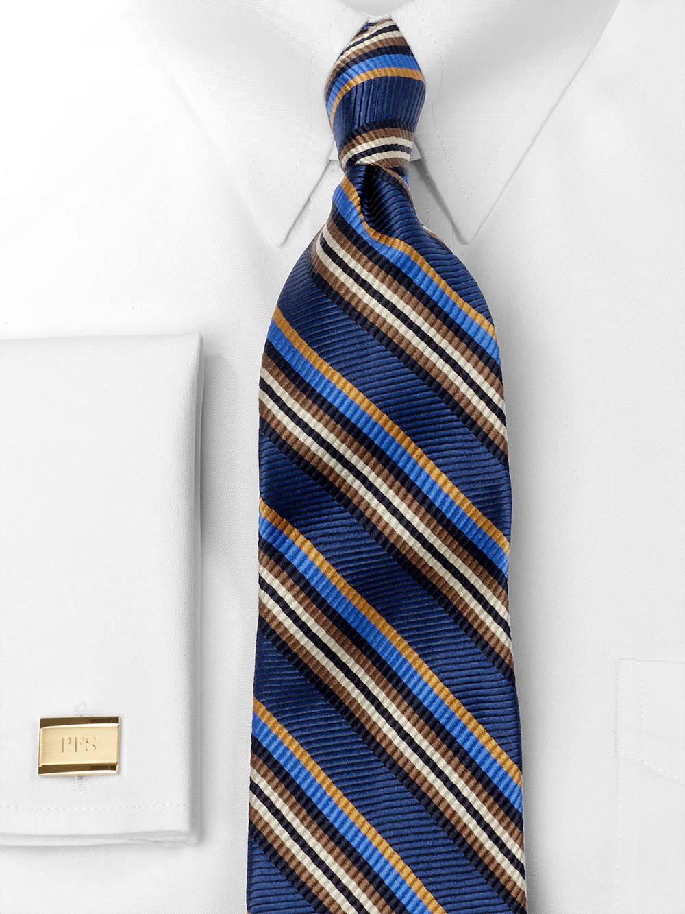 Stripe Woven Silk Tie - Blue Multi - Image 2