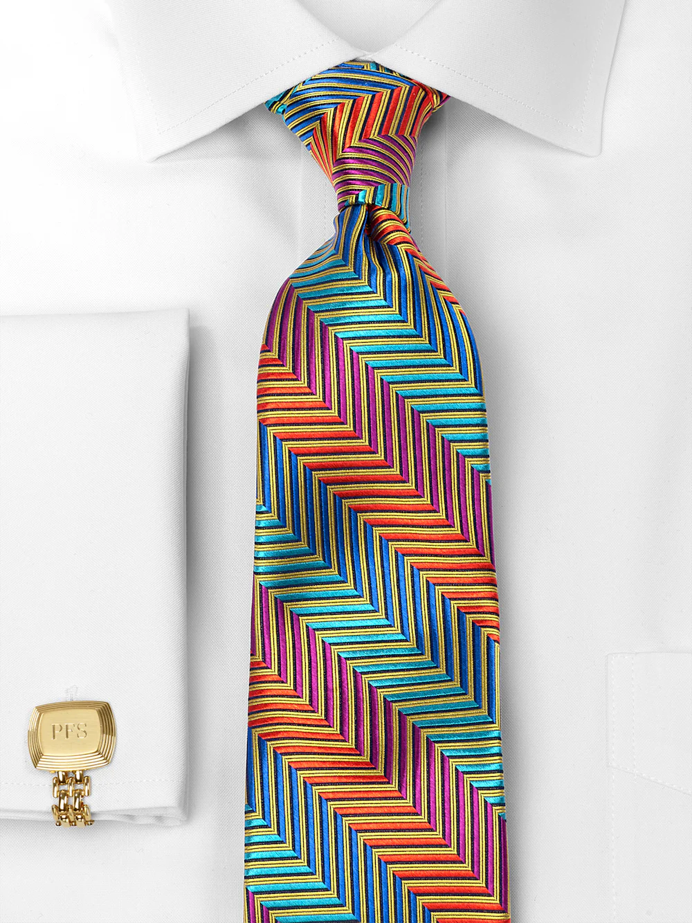 Stripe Woven Silk Tie - Multi - Image 2