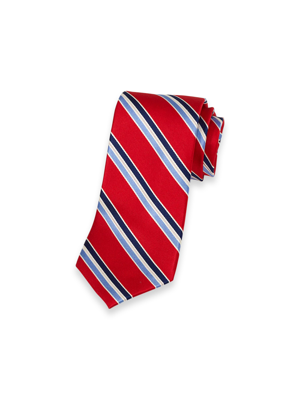 Stripe Woven Silk Tie - Red/blue