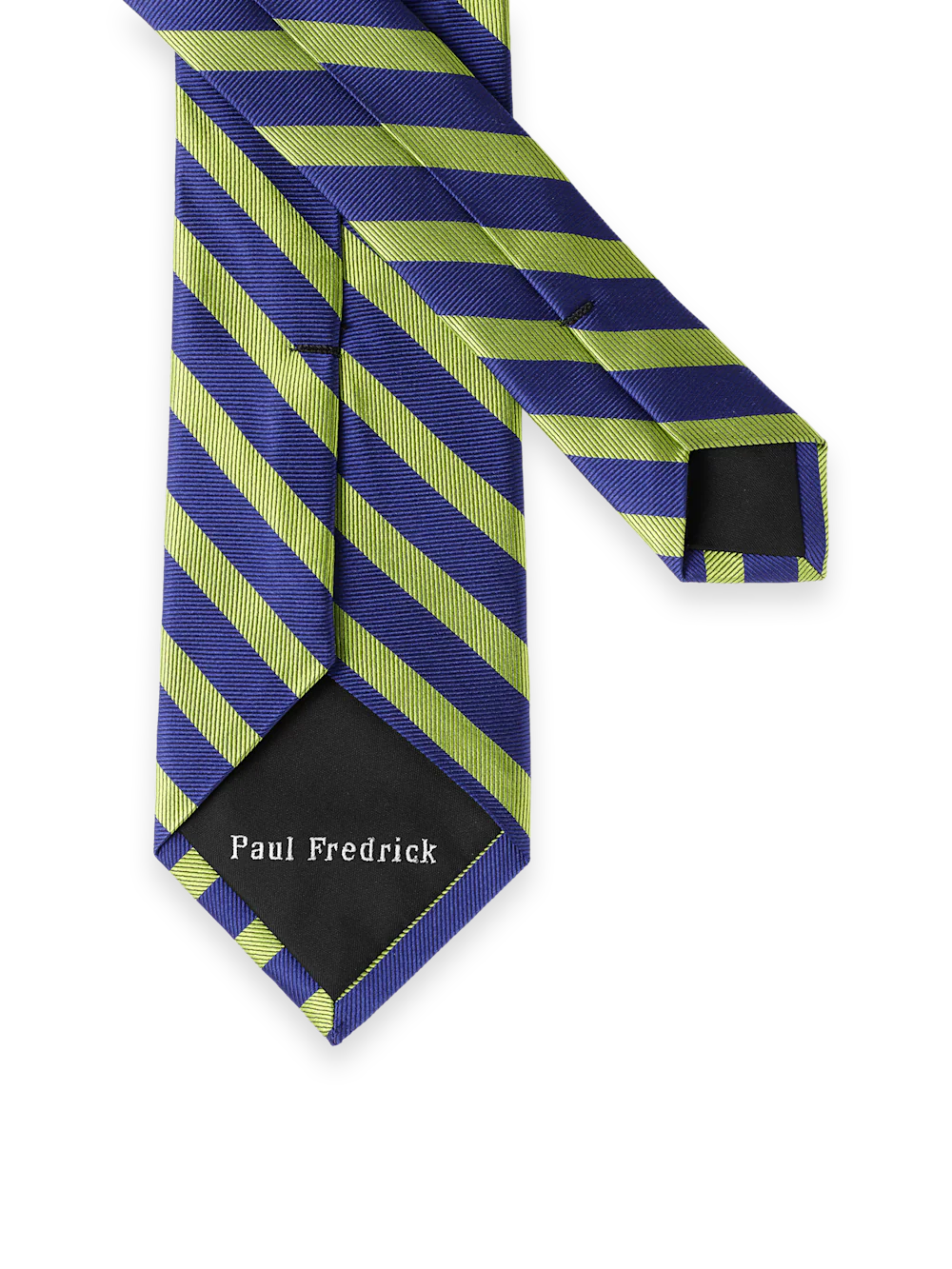 Stripe Woven Silk Tie - Green/navy - Image 2
