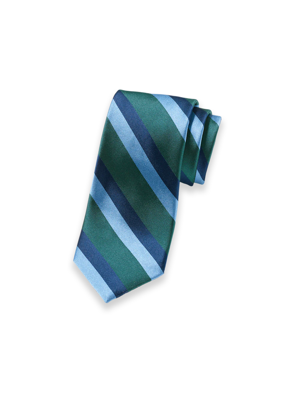 Stripe Woven Silk Tie - Teal/blue