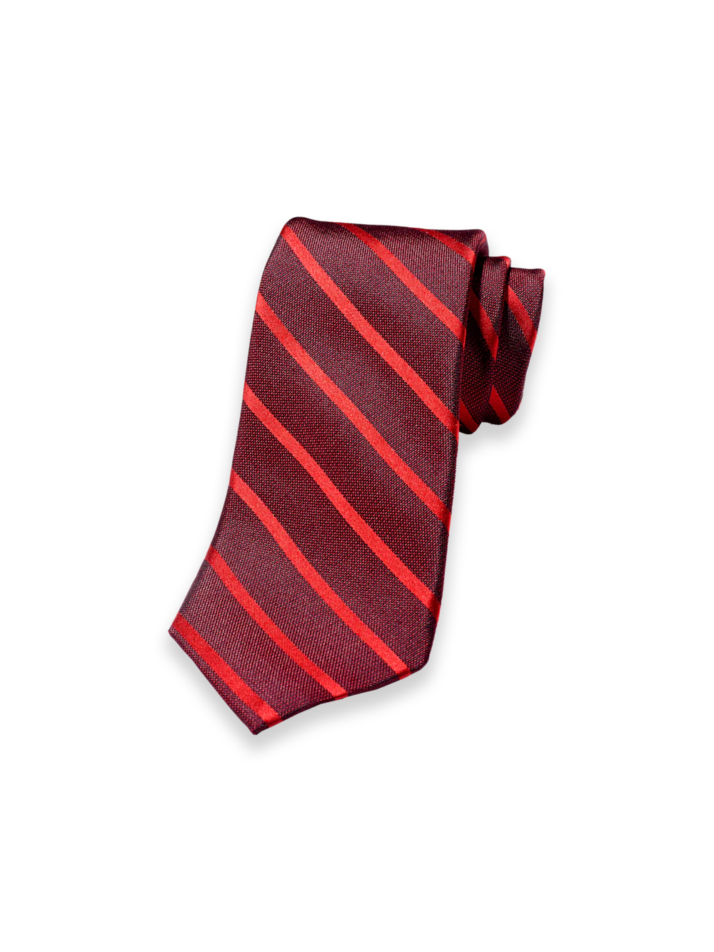 Stripe Woven Silk Tie - Red