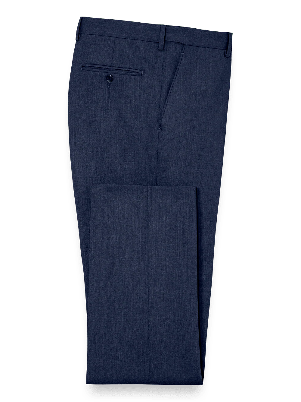 Tailored Fit Essential Wool Flat Front Pants - Navy