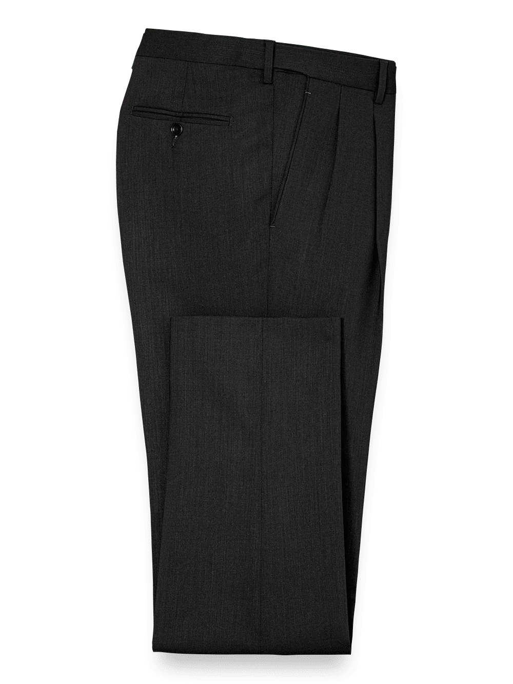 Tailored Fit Essential Wool Pleated Pants - Black
