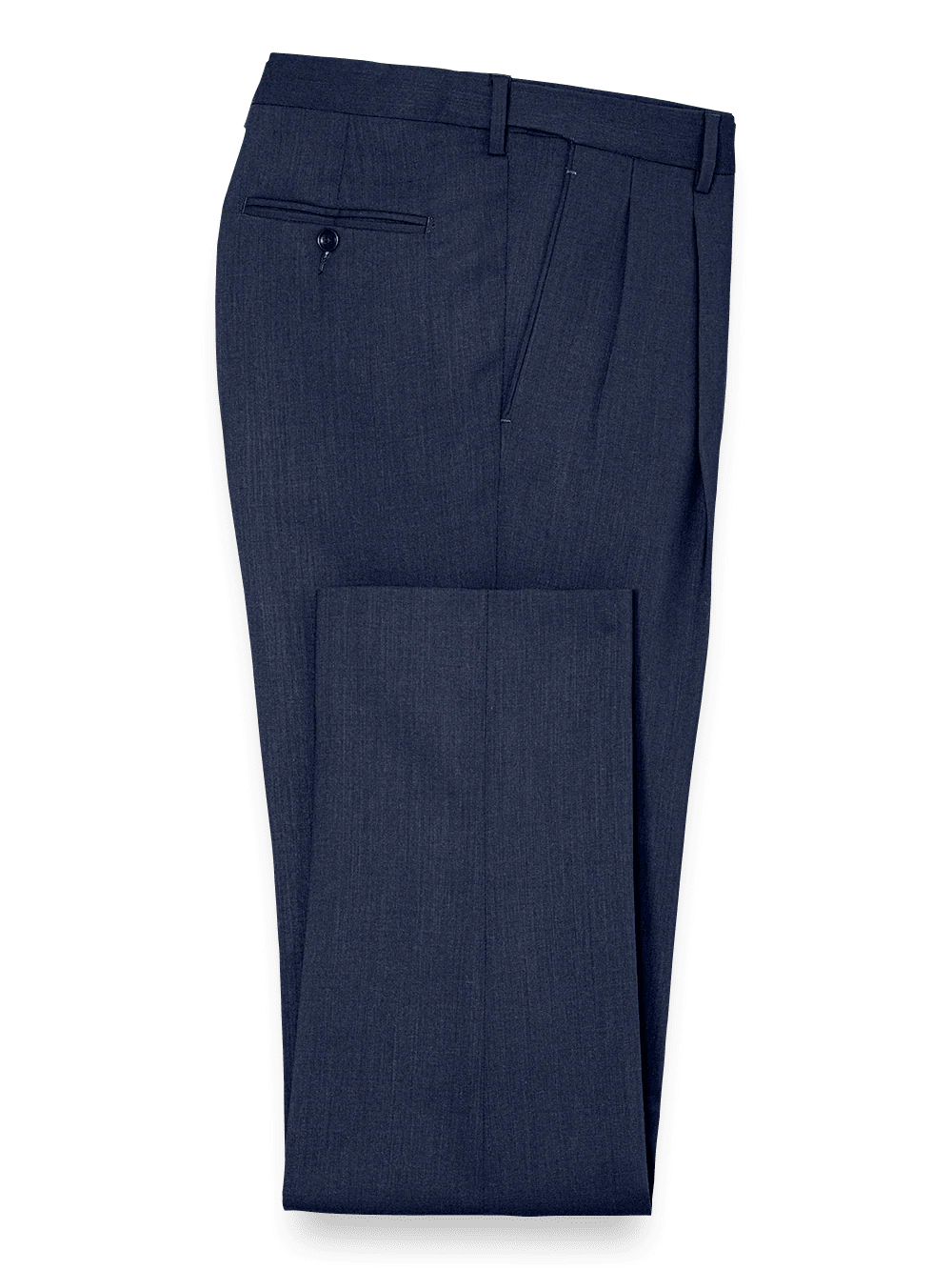 Tailored Fit Essential Wool Pleated Pants - Navy