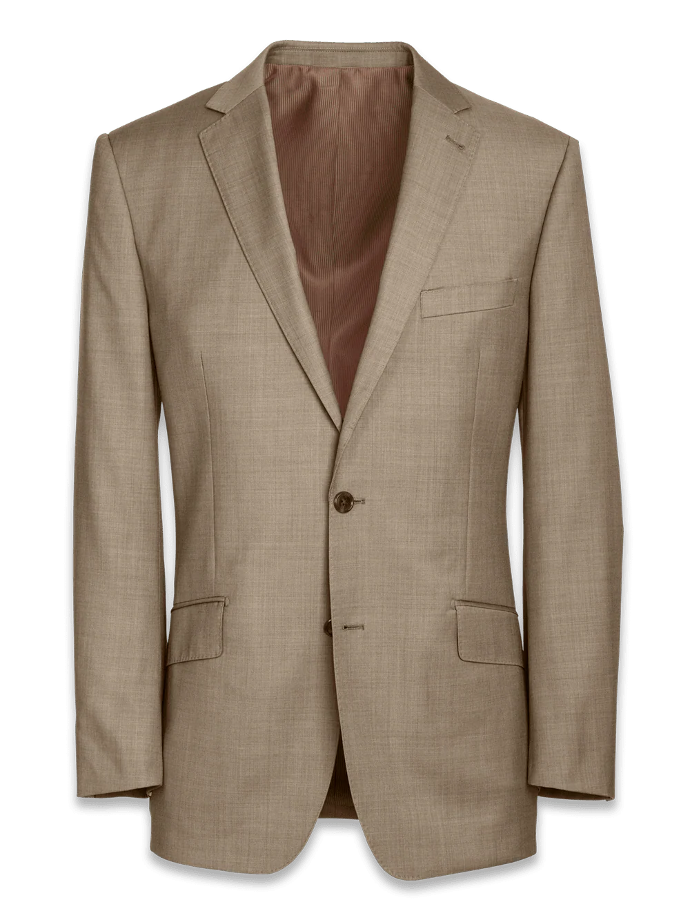 Tailored Fit Sharkskin Notch Lapel Suit Jacket - Tan