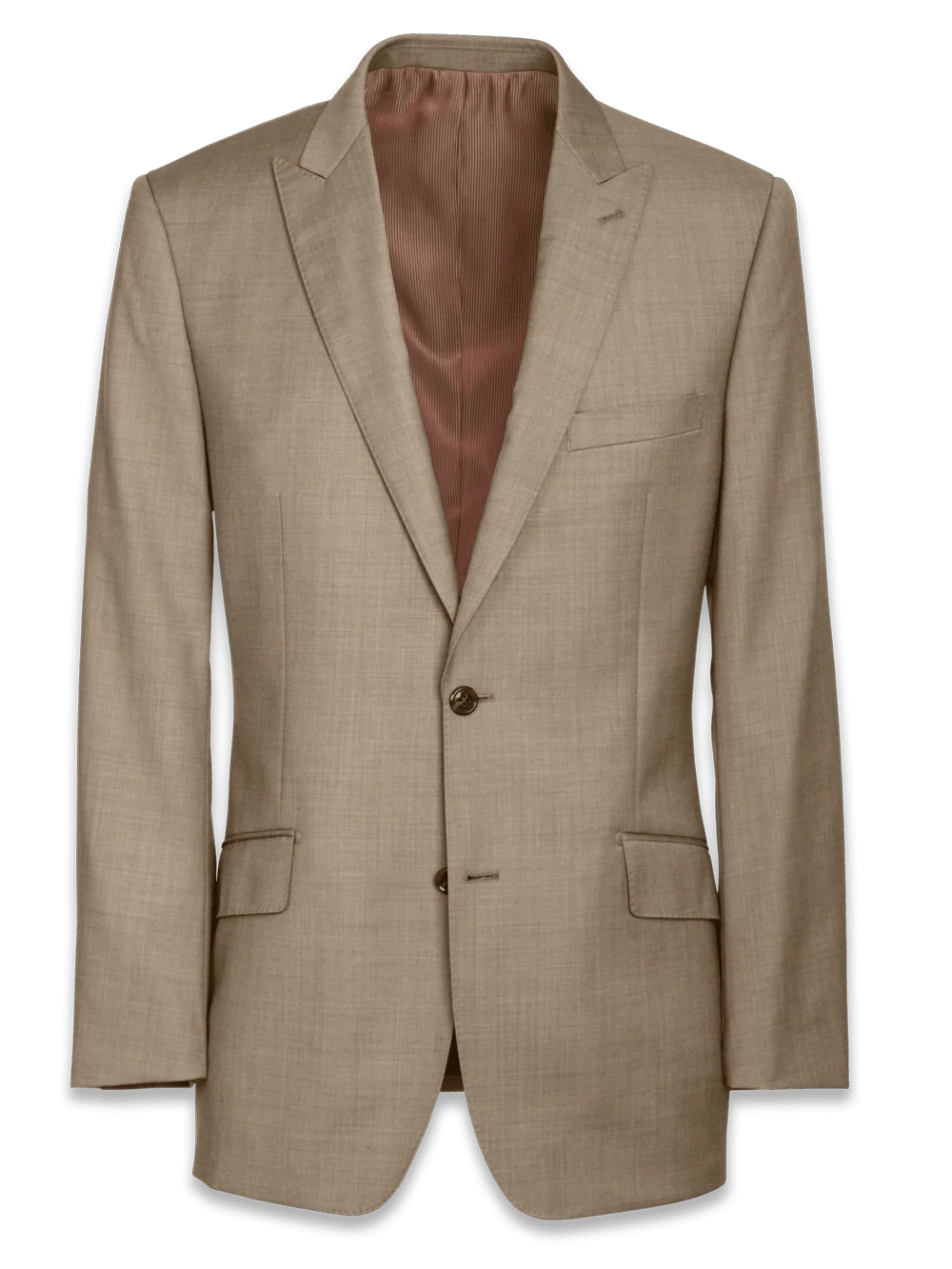 Tailored FIt Sharkskin Peak Lapel Suit Jacket - Tan