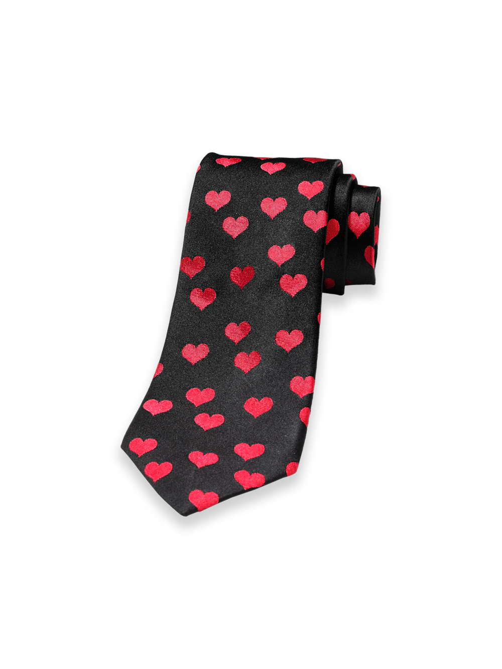 Valentine's Day Hearts Woven Silk Tie - Black/red
