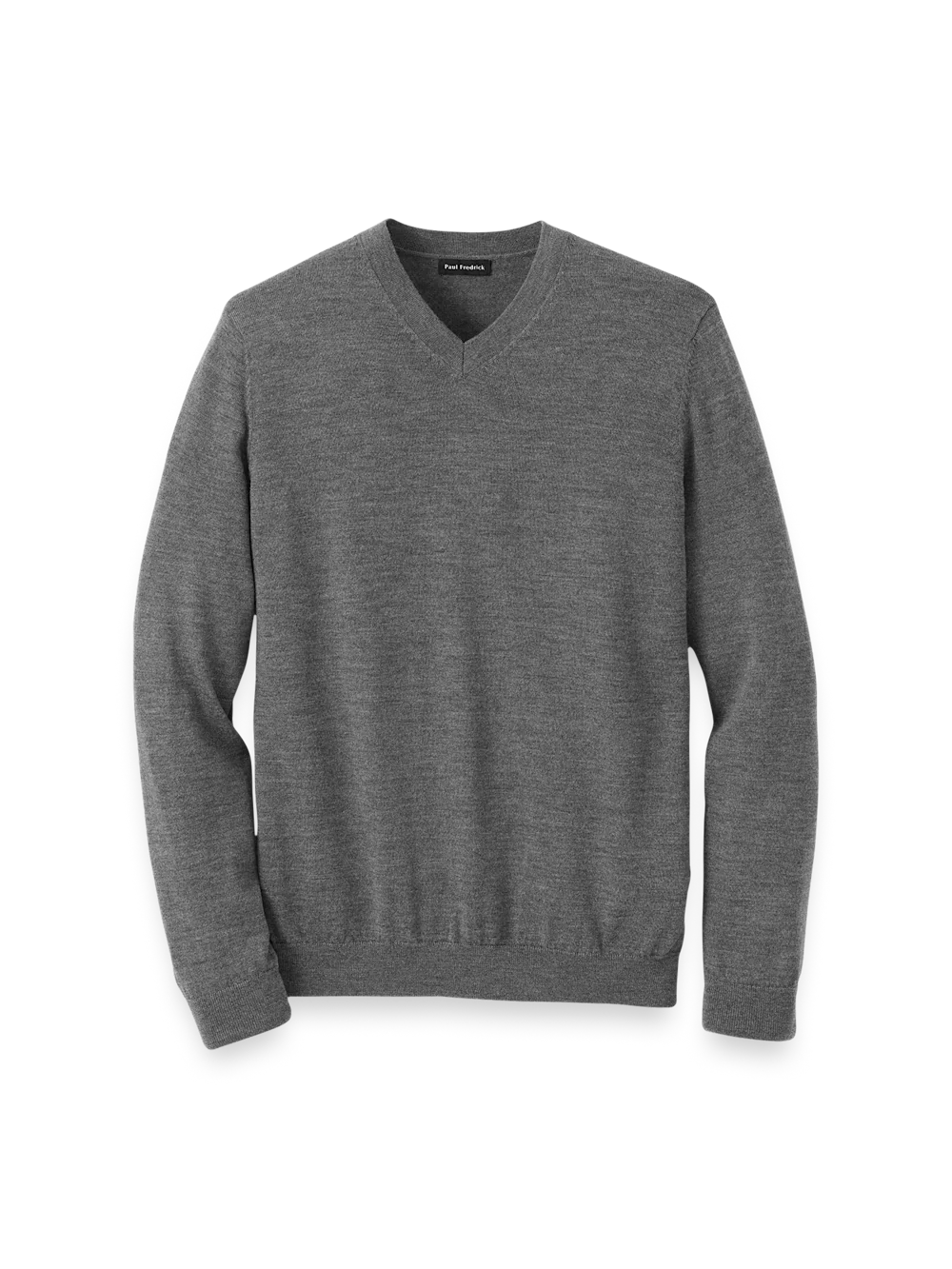 Washable Merino Wool V-neck Sweater - Grey