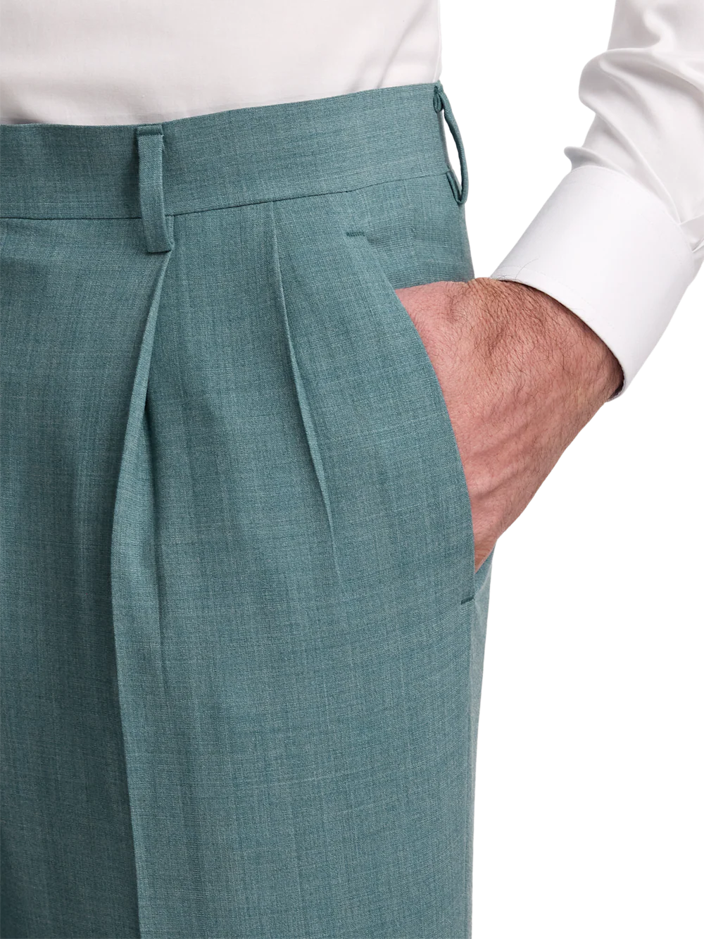 Wool Bengaline Suit Pants - Teal - Image 9