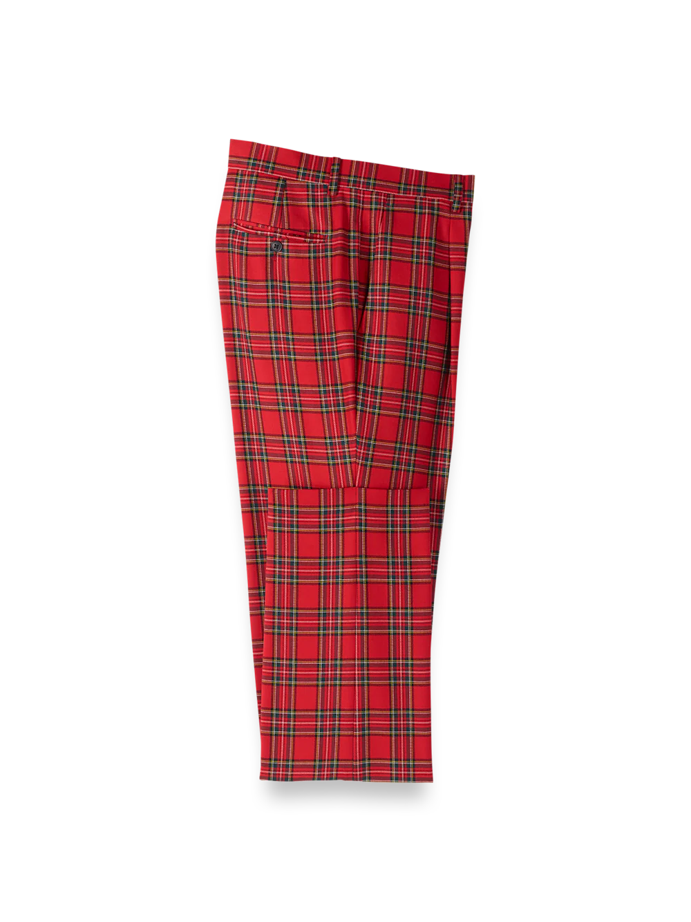 Wool Blend Tartan Single Pleated Pant - Red Multi
