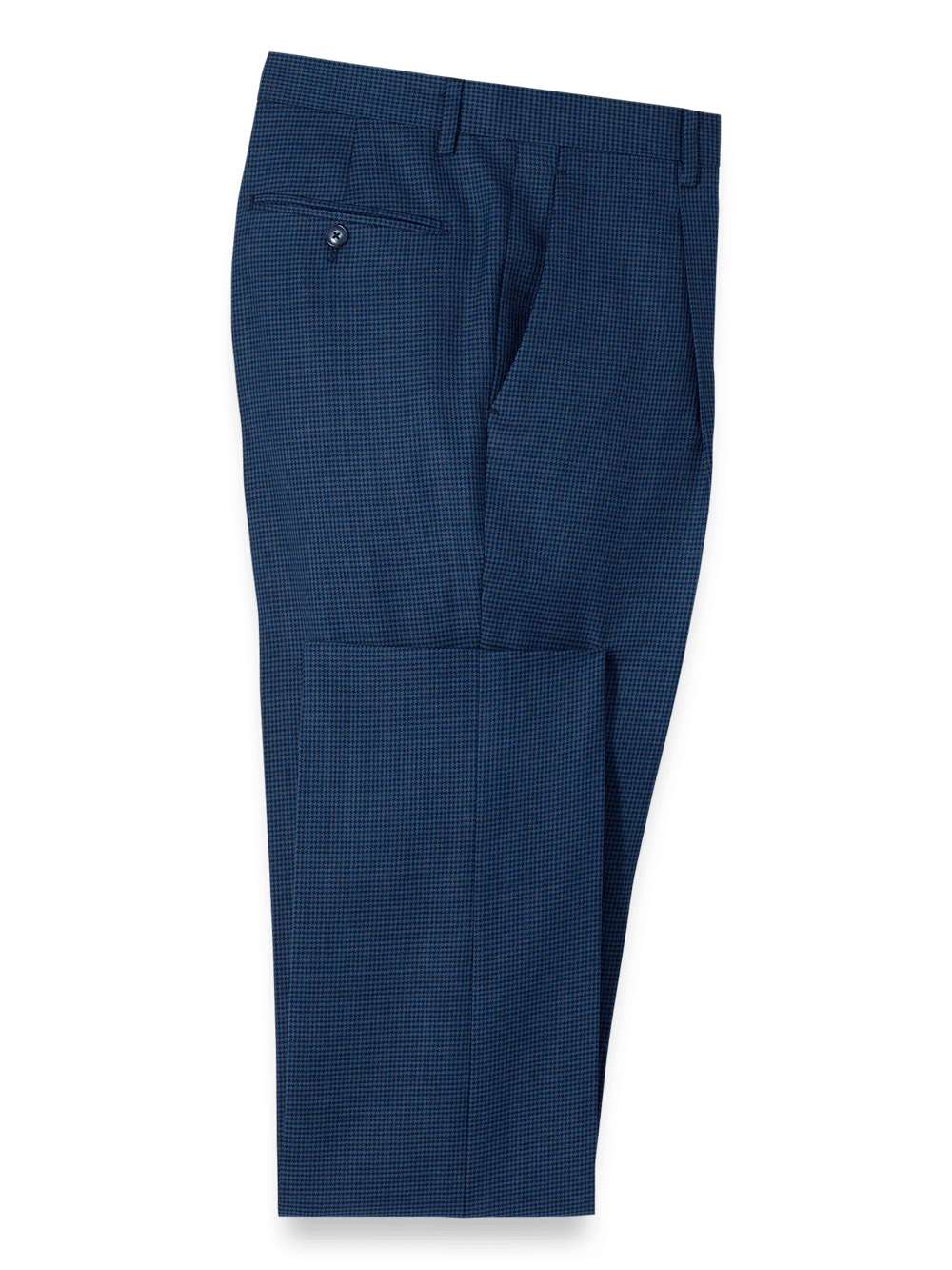Wool Houndstooth Single Pleat Suit Pants - Blue
