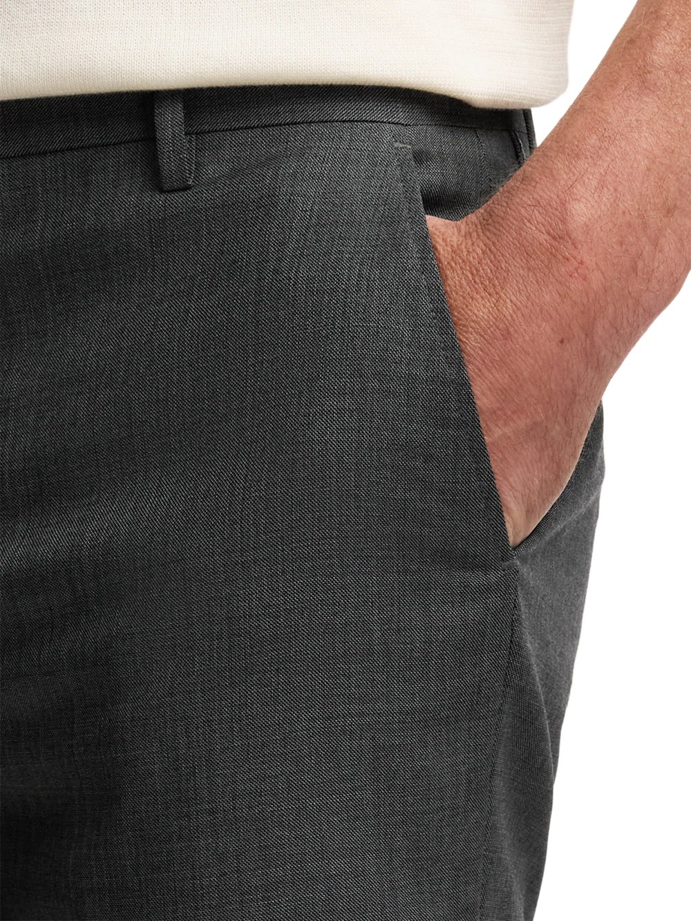 Wool Sharkskin Flat Front Shorts - Charcoal - Image 4