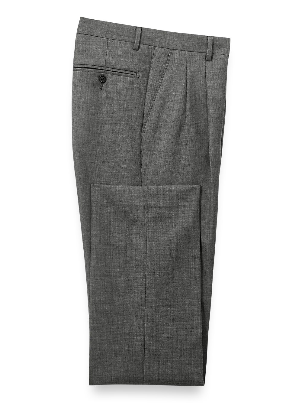 Wool Sharkskin Pleated Pants - Charcoal