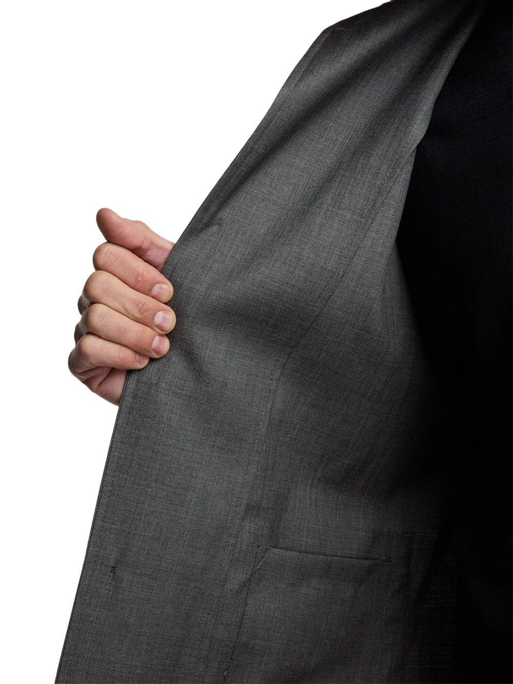 Wool Sharkskin Shirt Jacket - Charcoal - Image 4