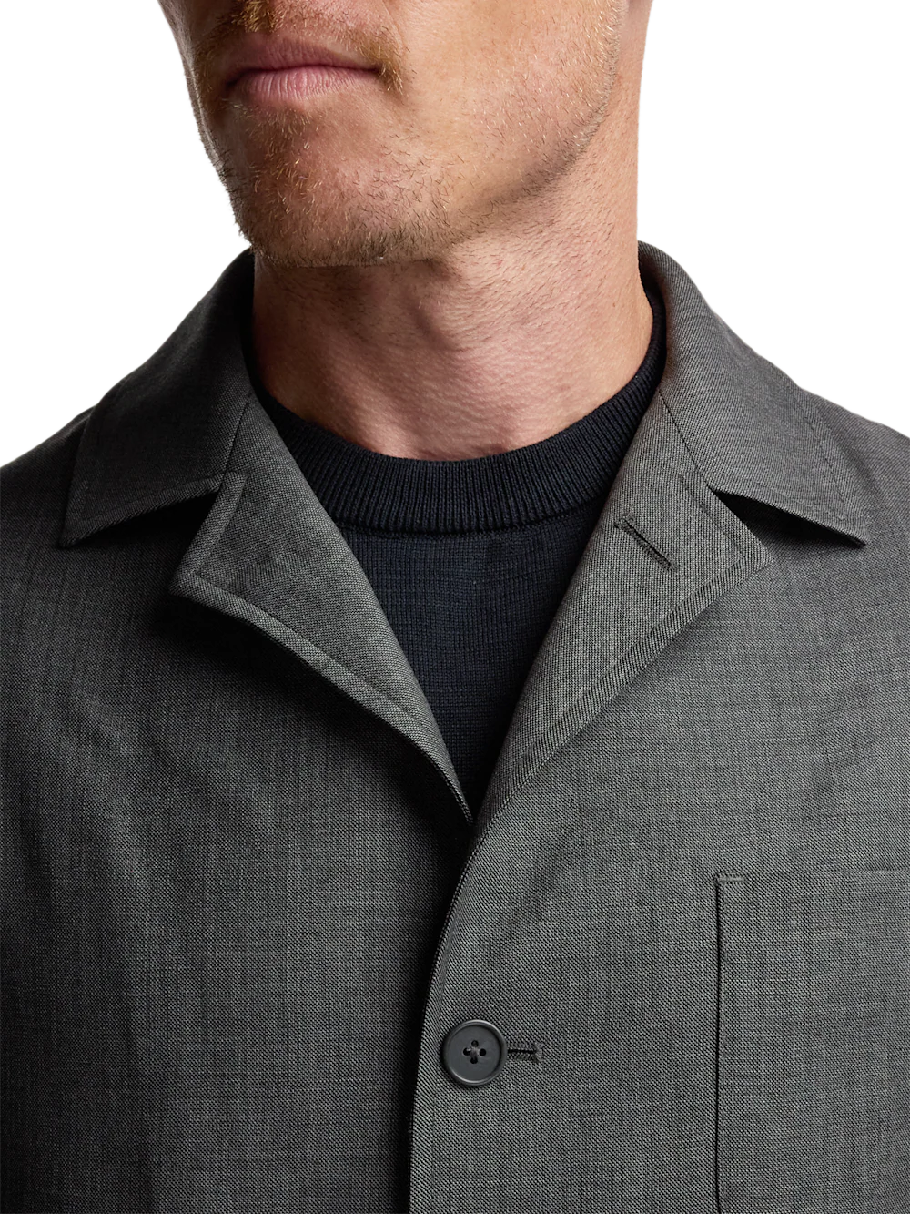Wool Sharkskin Shirt Jacket - Charcoal - Image 5
