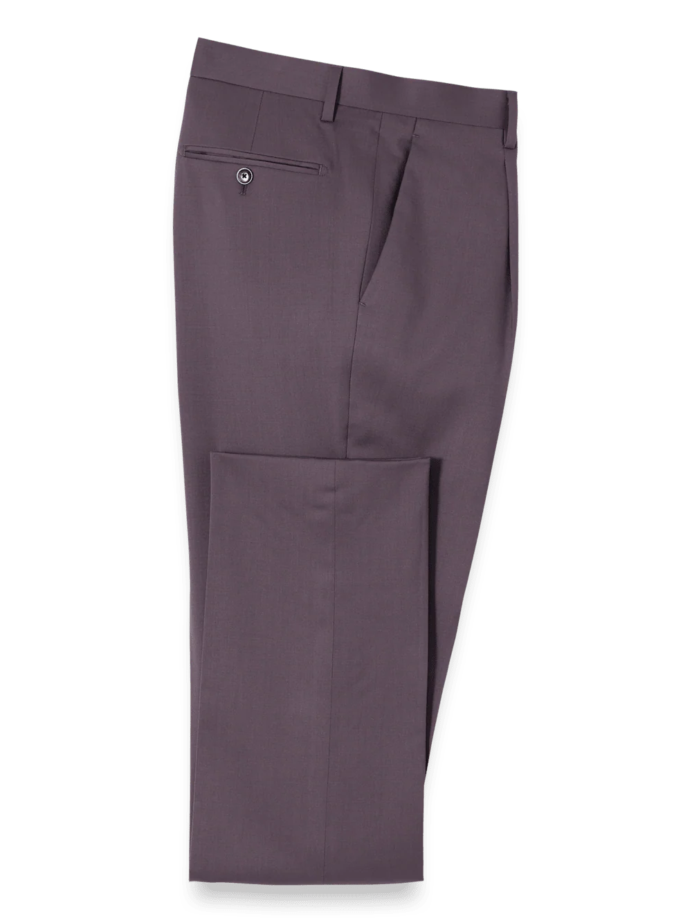Wool Stretch Single Pleat Suit Pants - Slate Purple