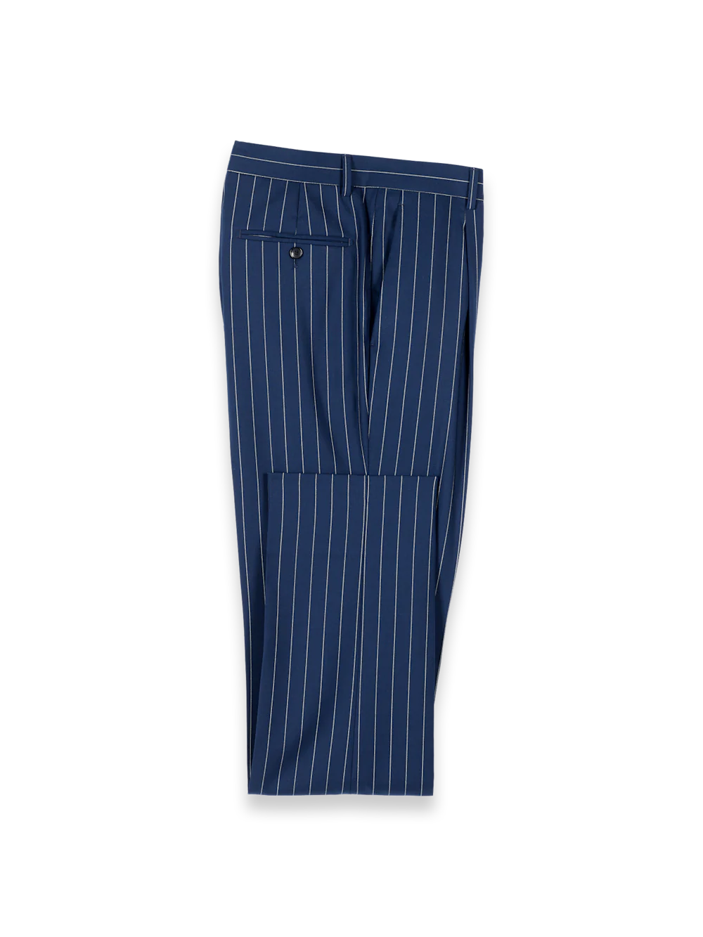 Wool Stretch Stripe Single Pleat Suit Pants - Blue