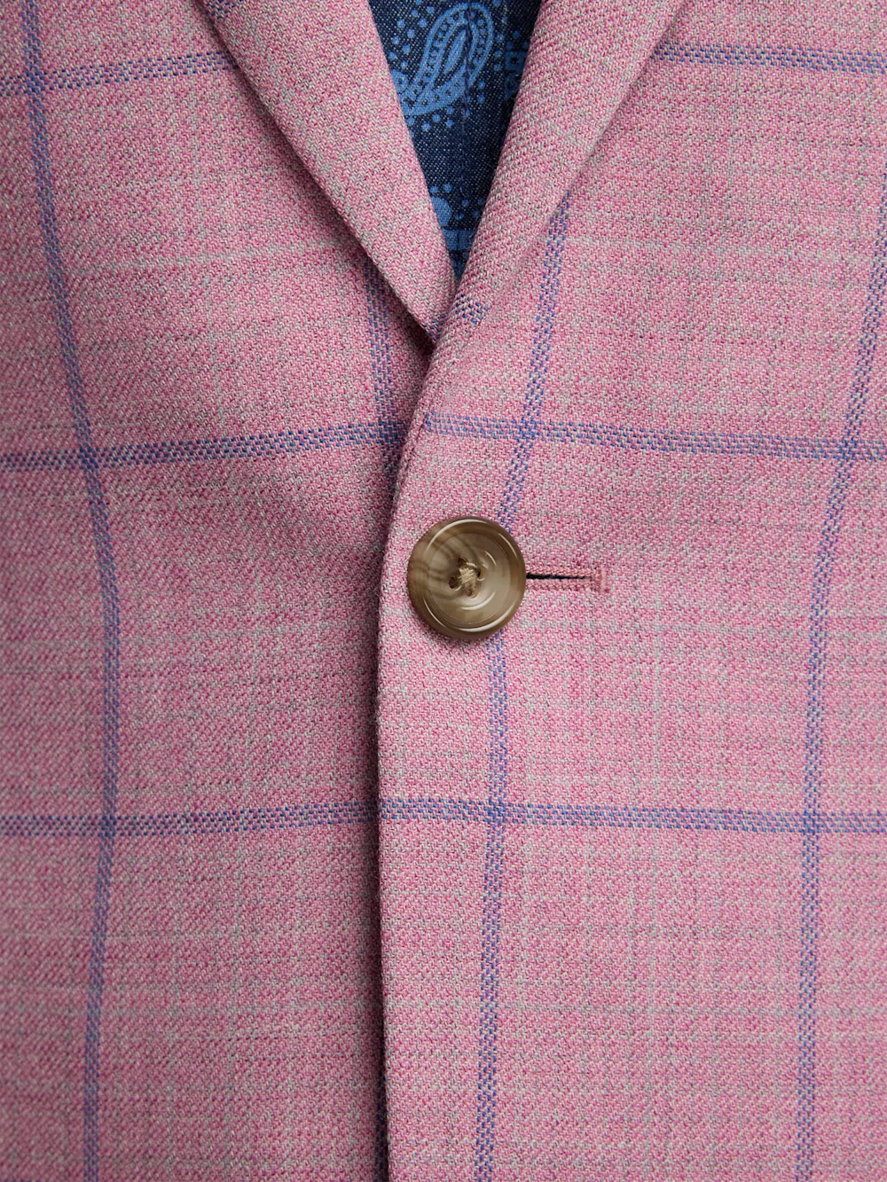 Wool Windowpane Single Breasted Notch Lapel Sport Coat - Pink/blue - Image 5